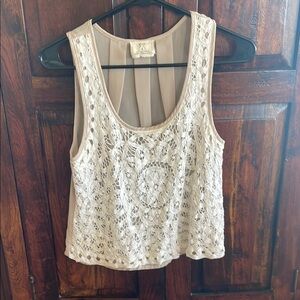 Elegant Cream Lace Sleeveless Top